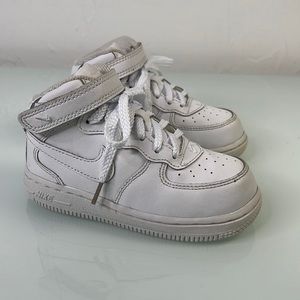Nike Air Force 1 Mid top triple white toddler unisex leather sneakers SZ 8C EUC